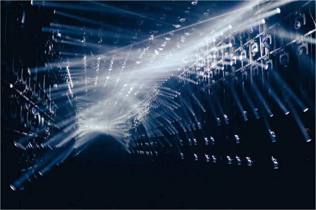 Detail Quantencomputer Konzept Abstrakt Leuchtende Qubits Bild Number 15