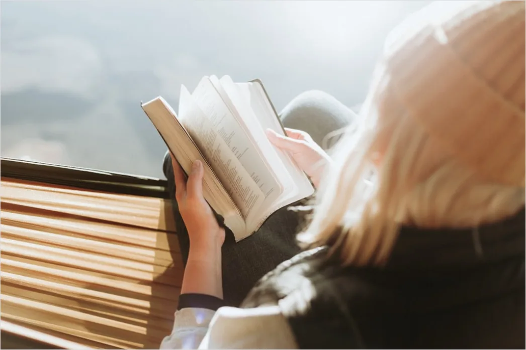 Reisender Liest Buch Im Zugfenster Ruhiger Moment D61b