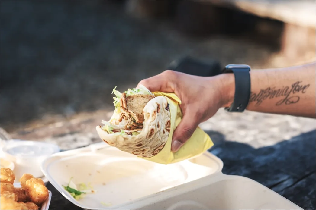Detail Streetfood Stand Hand Hält Taco Nahaufnahme Number 2