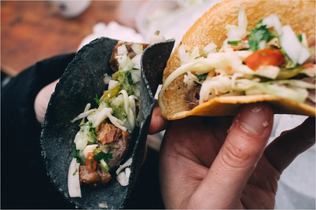 Detail Streetfood Stand Hand Hält Taco Nahaufnahme Number 5