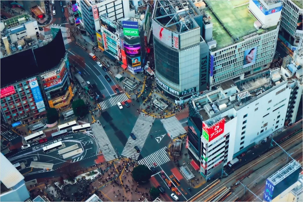 Detail Tokio Shibuya Crossing Von Oben Perspektive Number 16