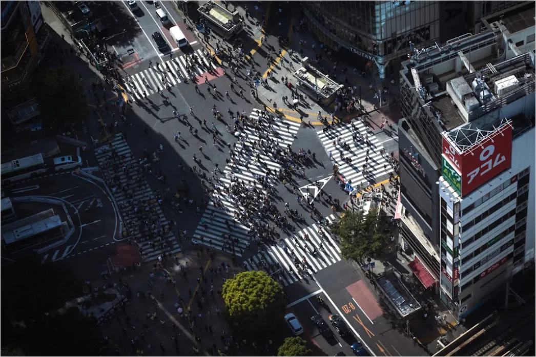 Detail Tokio Shibuya Crossing Von Oben Perspektive Number 17