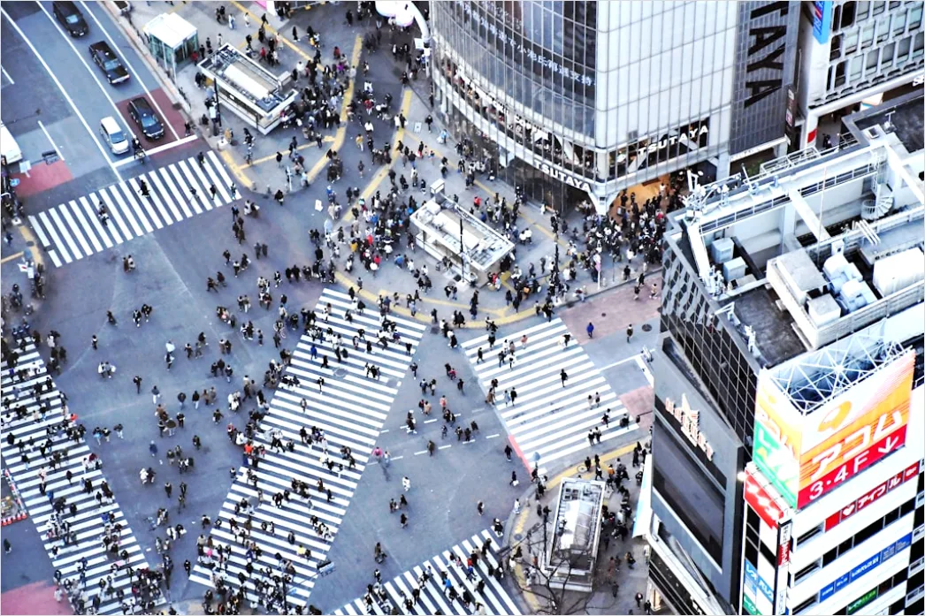 Detail Tokio Shibuya Crossing Von Oben Perspektive Number 3