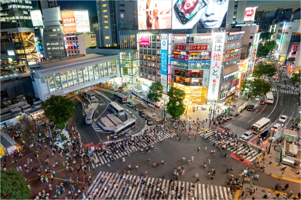 Detail Tokio Shibuya Crossing Von Oben Perspektive Number 5