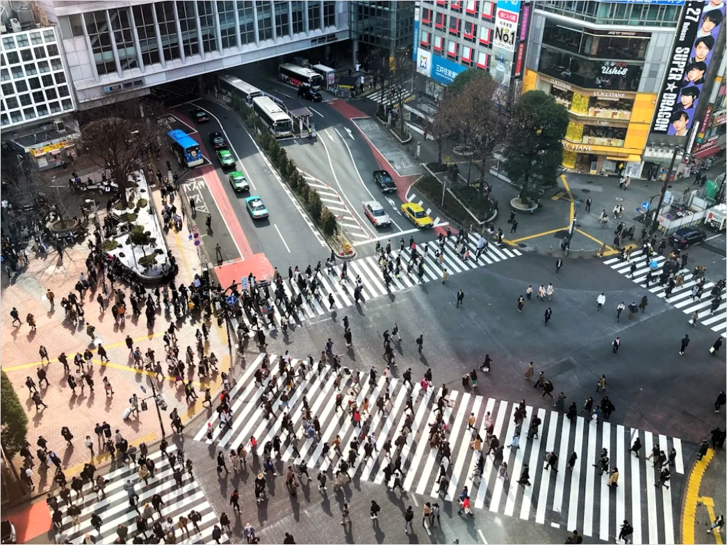 Detail Tokio Shibuya Crossing Von Oben Perspektive Number 7