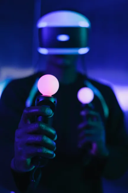 Detail Virtual Reality Headset Im Gaming Raum Foto Neon Number 15