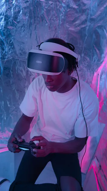 Detail Virtual Reality Headset Im Gaming Raum Foto Neon Number 16