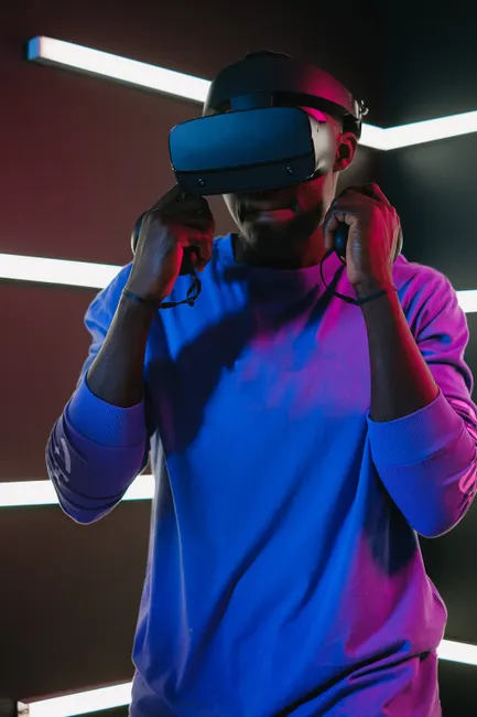 Detail Virtual Reality Headset Im Gaming Raum Foto Neon Number 10