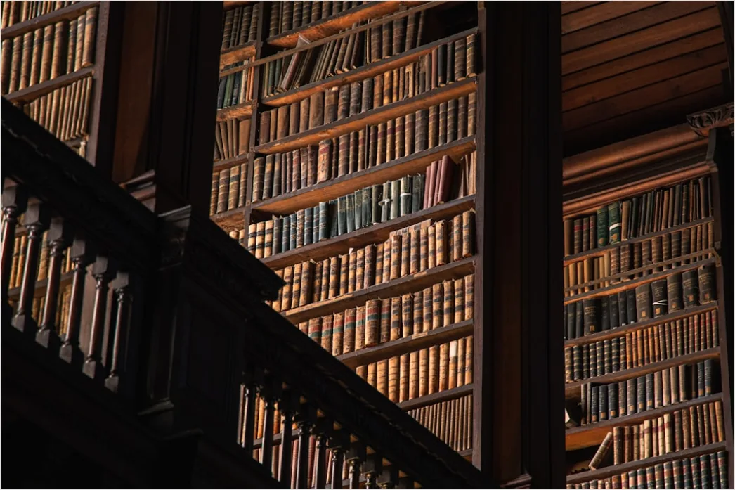 Detail Alte Bibliothek Holzregale Leiter Atmosphäre Foto Number 11