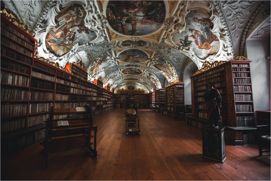 Detail Alte Bibliothek Holzregale Leiter Atmosphäre Foto Number 12