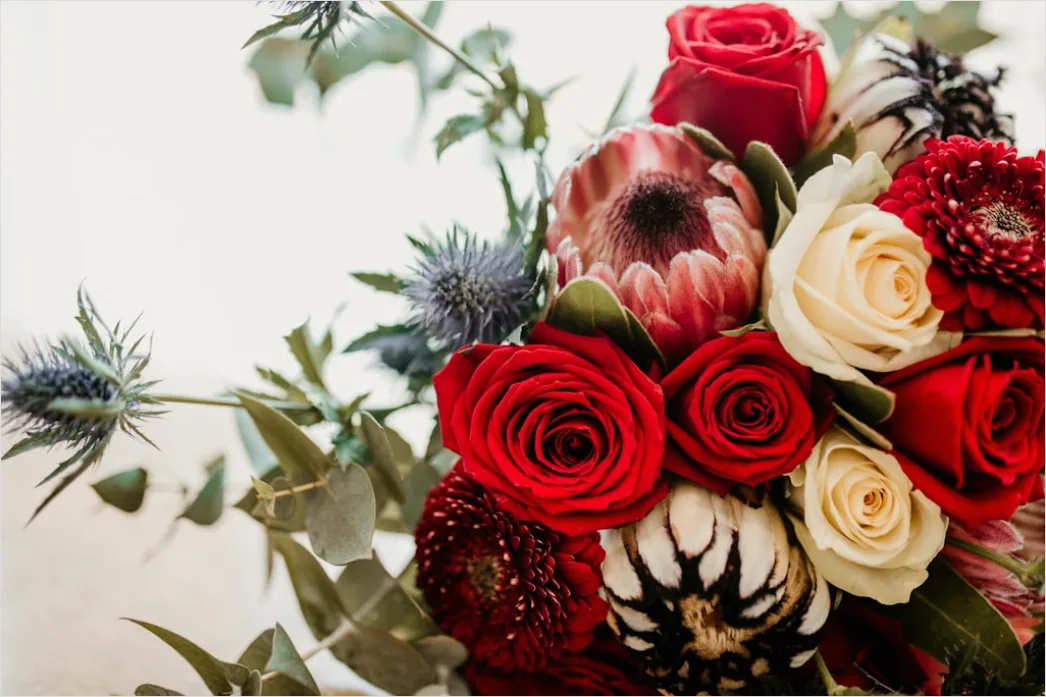 Braut Bouquet Und Ringe Detailaufnahme Foto 9021