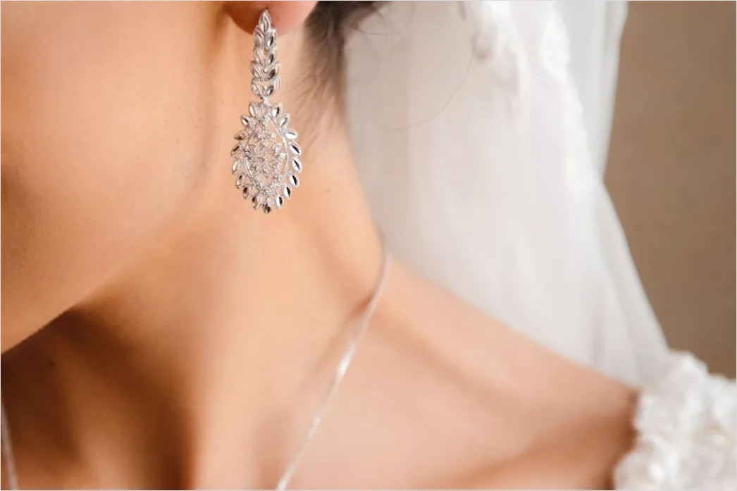 Braut Schmuck Ohrringe Nahaufnahme Foto 468f
