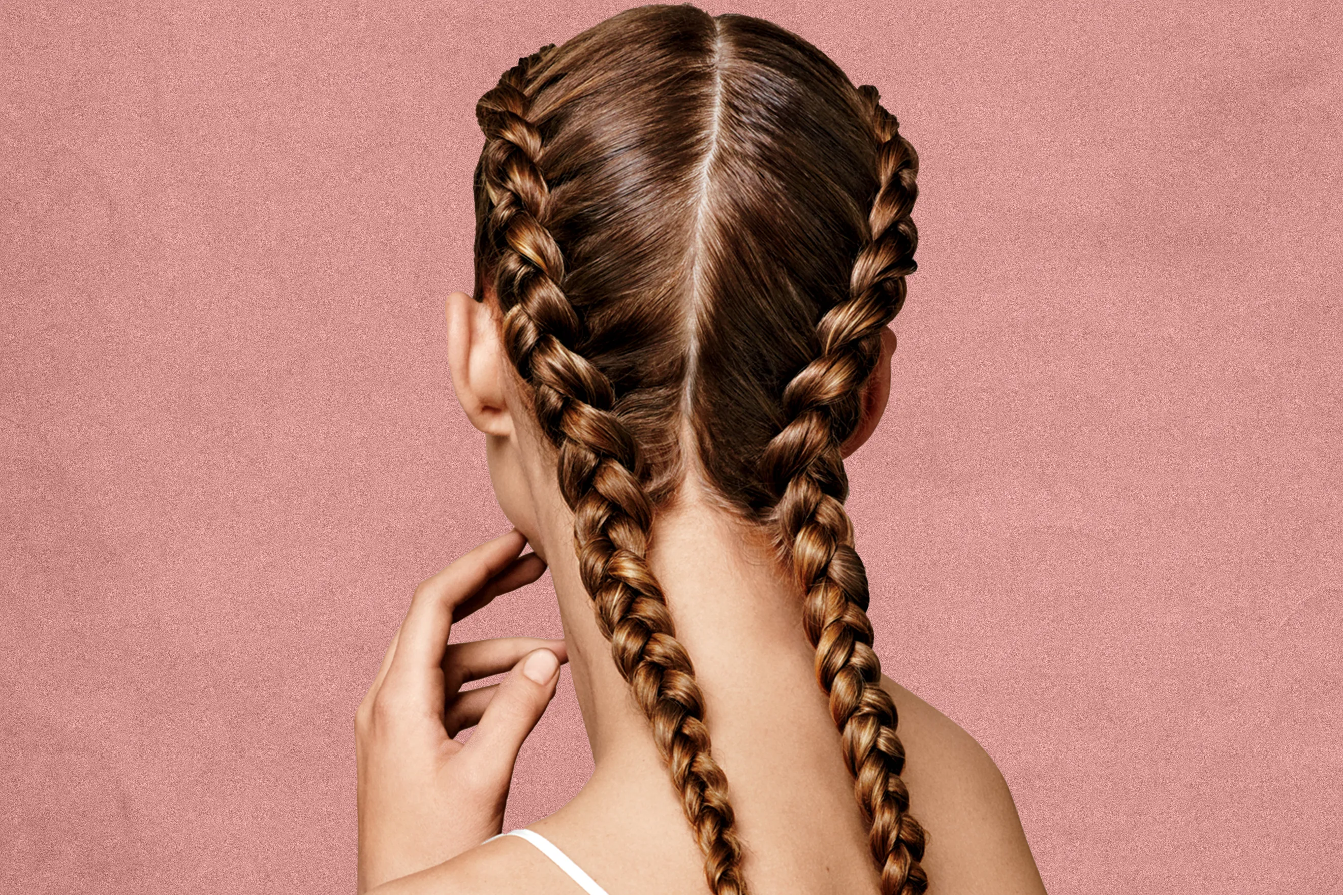 French Braid Tutorial Nahaufnahme Haende Foto