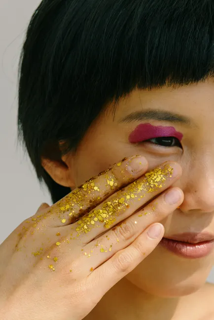 Detail Goldener Lidschatten Party Make Up Nahaufnahme Number 18