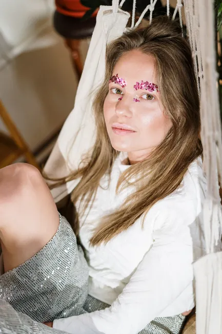 Detail Goldener Lidschatten Party Make Up Nahaufnahme Number 5