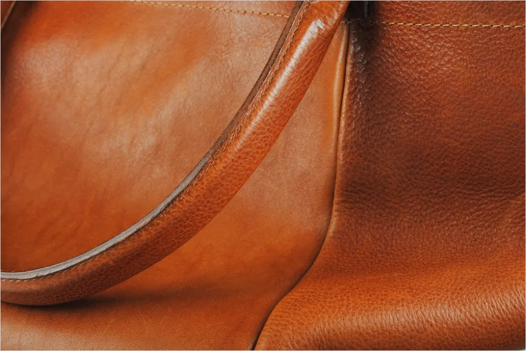 Detail Lederarbeiten Hand Näht Ledertasche Nahaufnahme Number 11