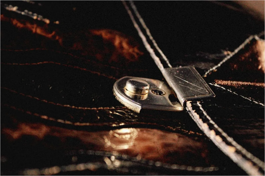 Detail Lederarbeiten Hand Näht Ledertasche Nahaufnahme Number 14