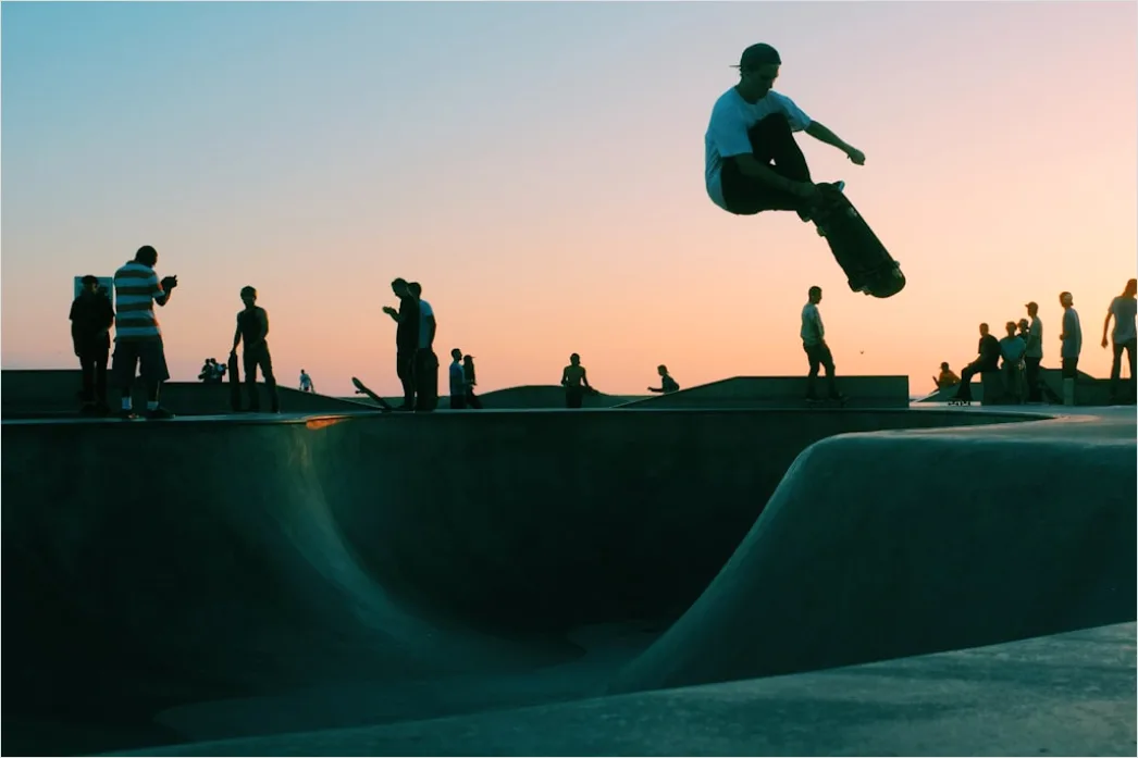 Skatepark Kultur Skateboarder Silhouette Action Foto 062e