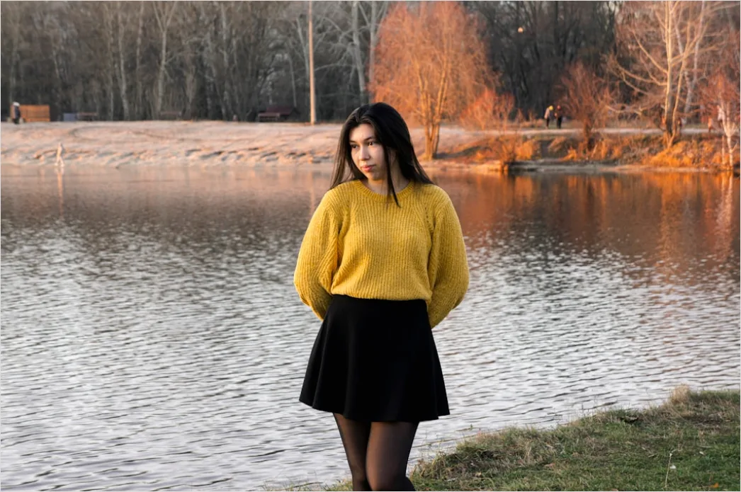 Strickpullover Mit Rock Herbst Outfit Foto 8870