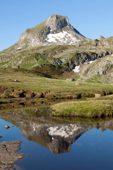 Detail Alpine Tarn Reflection Landscape Number 2