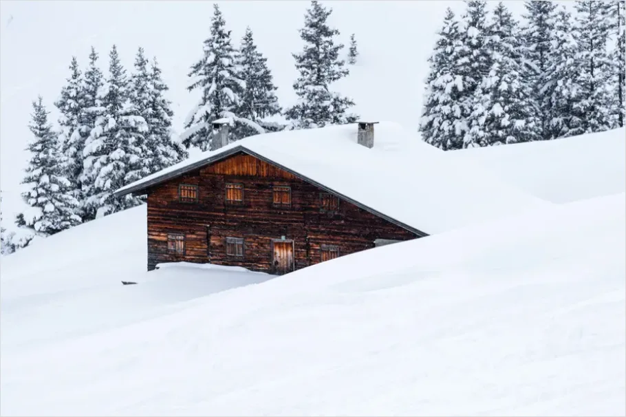 Detail Cabin In Snow Landscape Photo Number 4