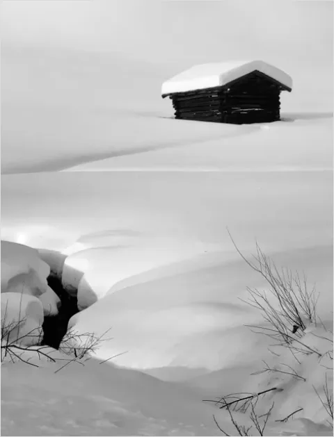Detail Cabin In Snow Landscape Photo Number 5