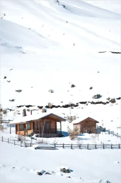 Detail Cabin In Snow Landscape Photo Number 6