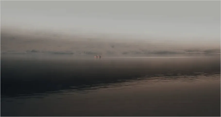 Detail Canoe On Lake Mist Photo Number 2