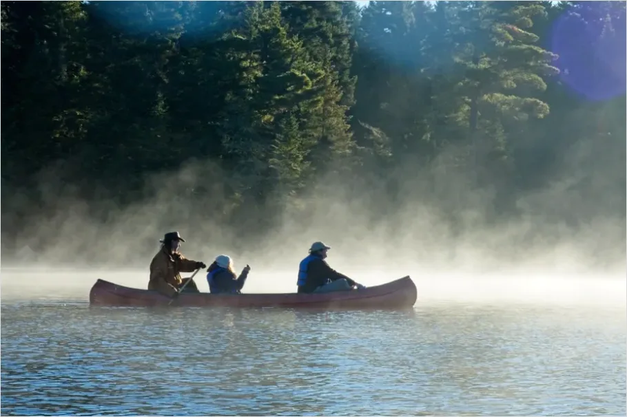 Detail Canoe On Lake Mist Photo Number 4