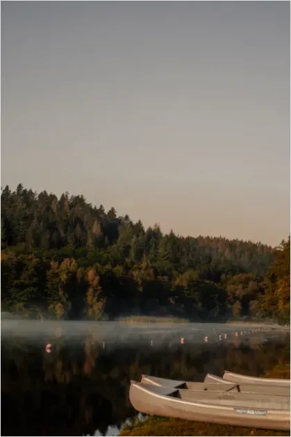Detail Canoe On Lake Mist Photo Number 7