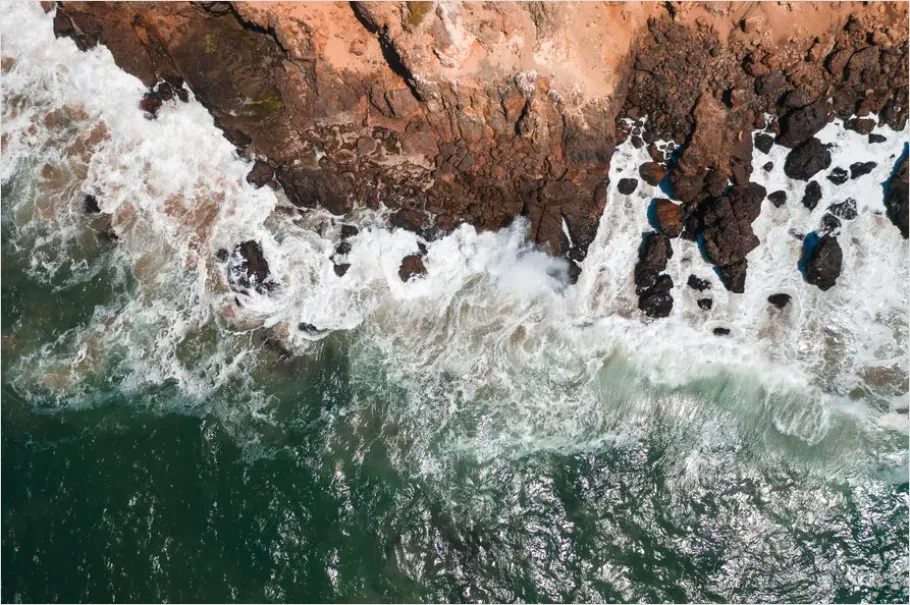 Detail Drone Shot Coastline Waves Number 5