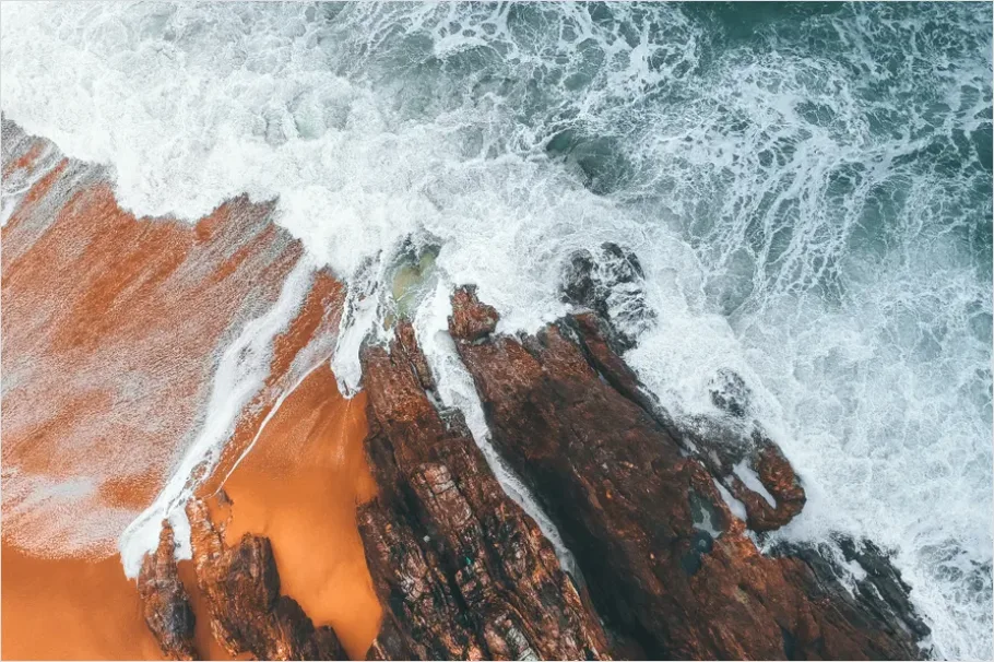 Detail Drone Shot Coastline Waves Number 6