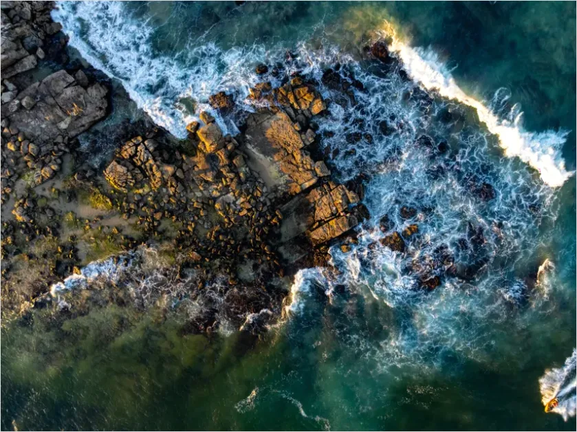 Detail Drone Shot Coastline Waves Number 7