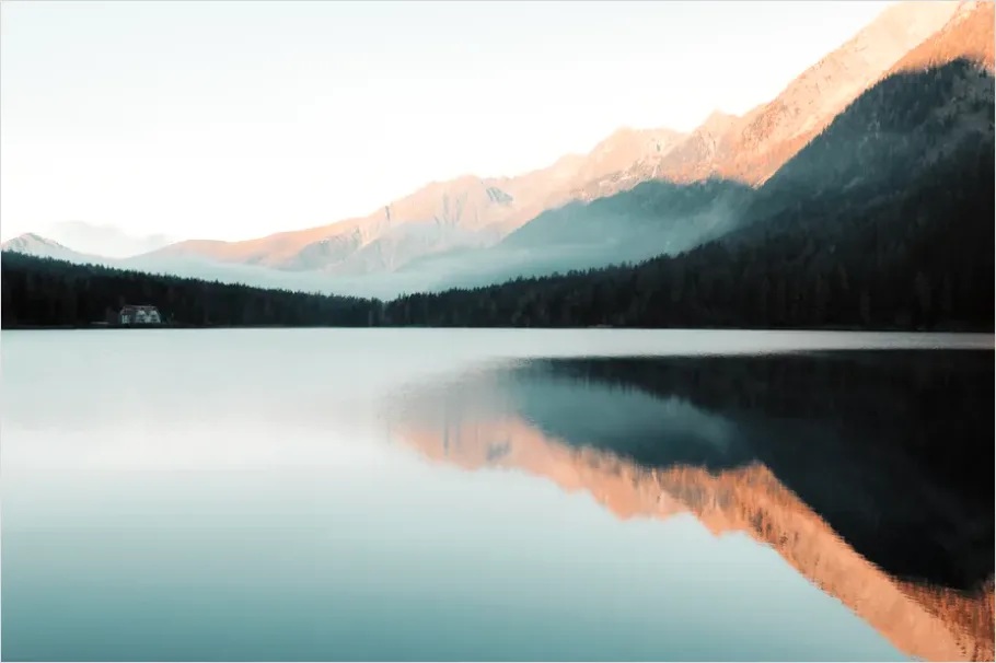 Detail Lake Reflection Mountains Sunrise Number 2