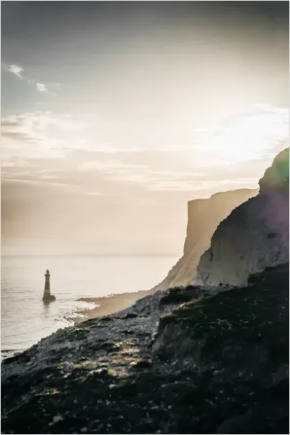 Detail Lighthouse On Cliff Sunset Photo Number 2