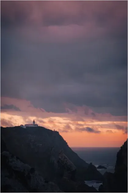 Detail Lighthouse On Cliff Sunset Photo Number 3