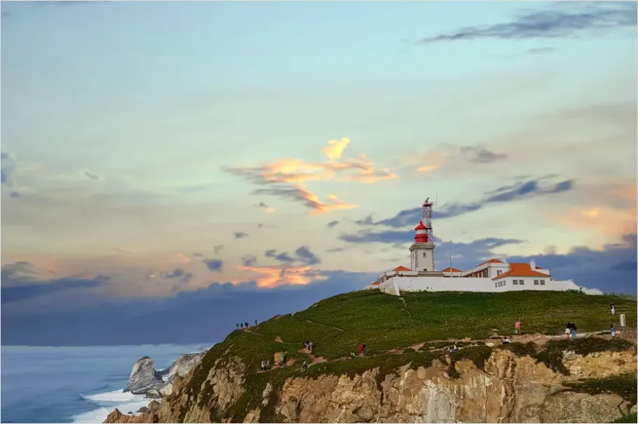 Detail Lighthouse On Cliff Sunset Photo Number 4