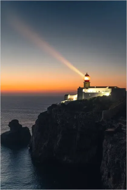 Detail Lighthouse On Cliff Sunset Photo Number 7