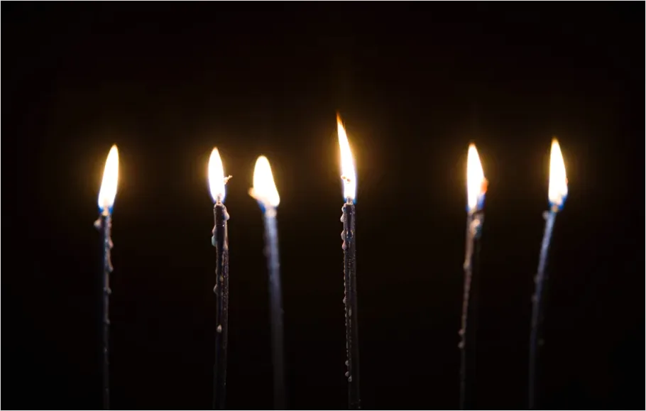 Detail Menorah Candles Lit Dark Background Number 9