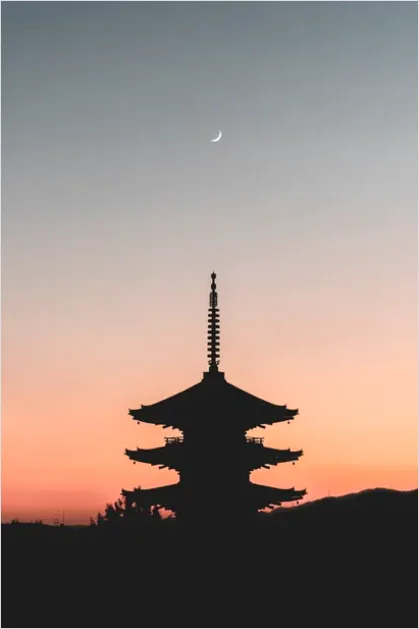 Detail Pagoda Silhouette Sunset Photo Number 4