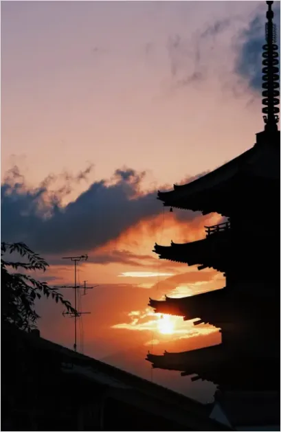 Detail Pagoda Silhouette Sunset Photo Number 7