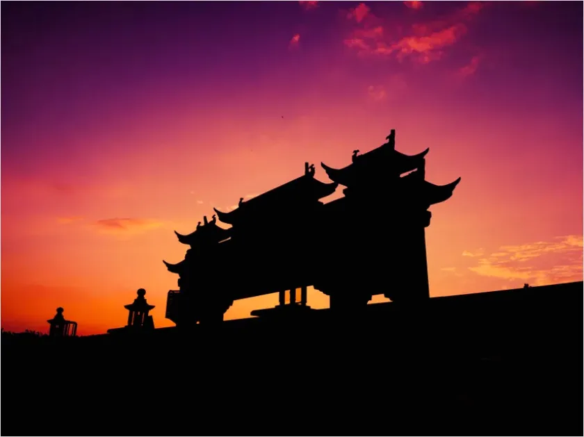 Detail Pagoda Silhouette Sunset Photo Number 8