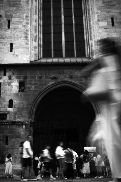 Pilgrimage Crowd Walking Long Exposure D836