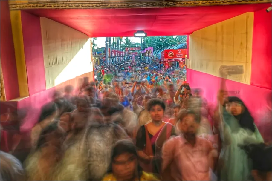 Detail Pilgrimage Crowd Walking Long Exposure Number 6