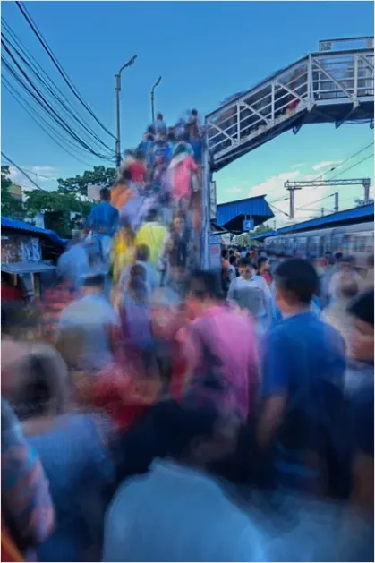 Detail Pilgrimage Crowd Walking Long Exposure Number 9