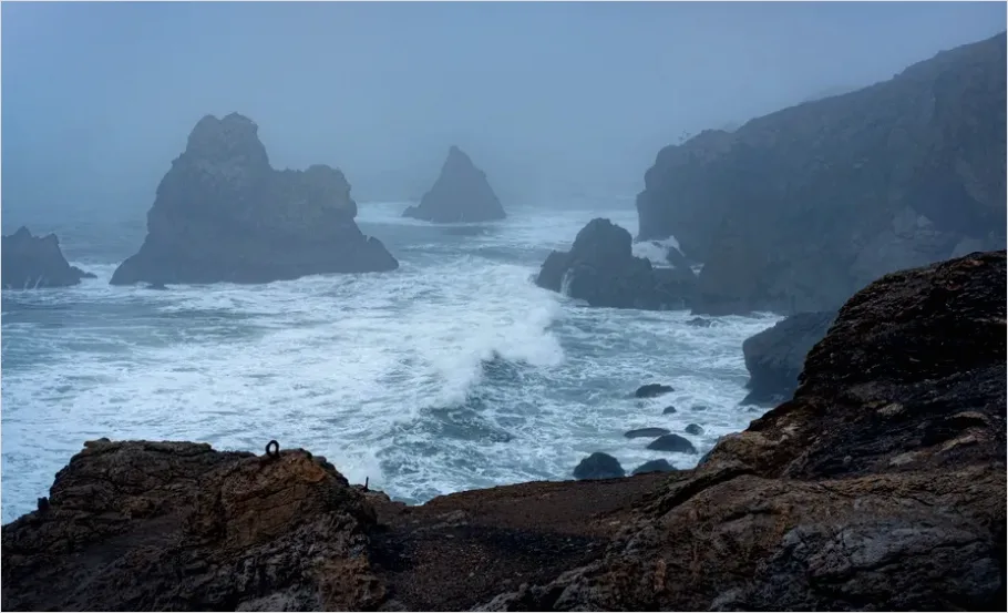 Detail Sea Stack Coastline Mist Photo Number 6