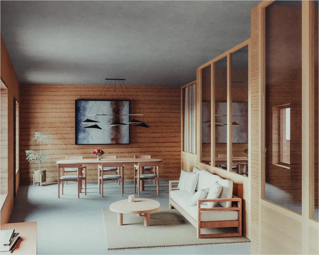 Detail Japandi Interieur Wohnzimmer Holz Beige Foto Number 14