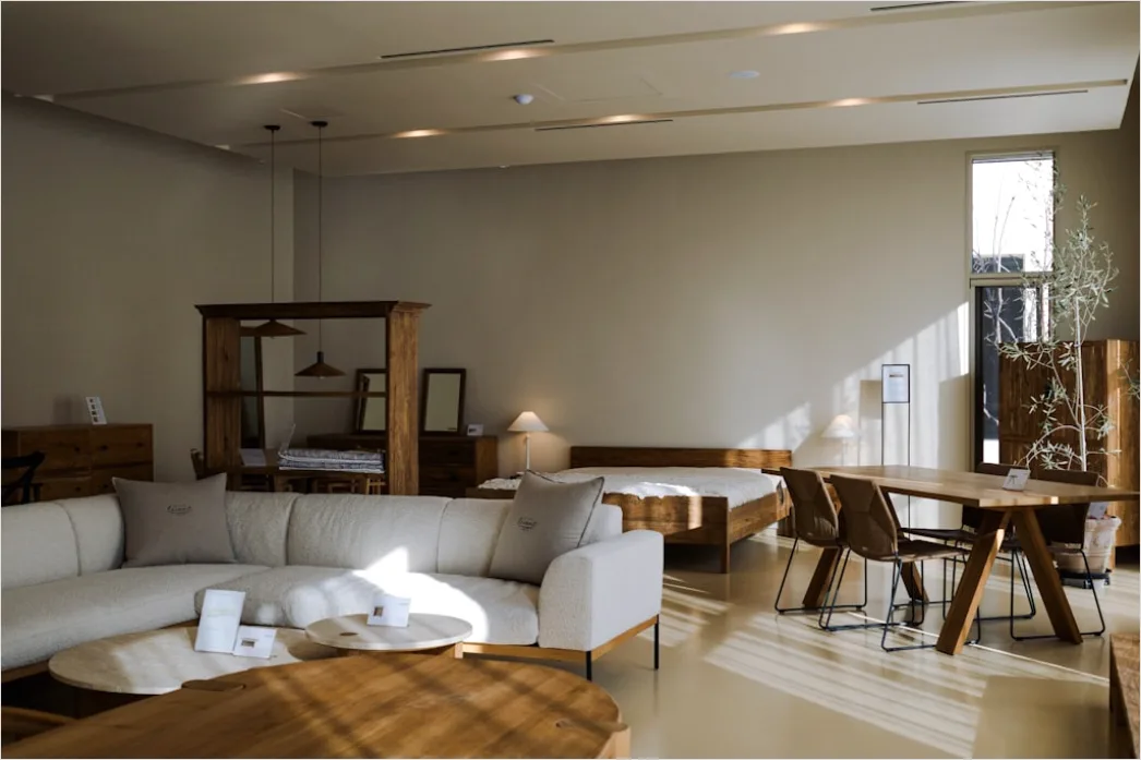 Detail Japandi Interieur Wohnzimmer Holz Beige Foto Number 3