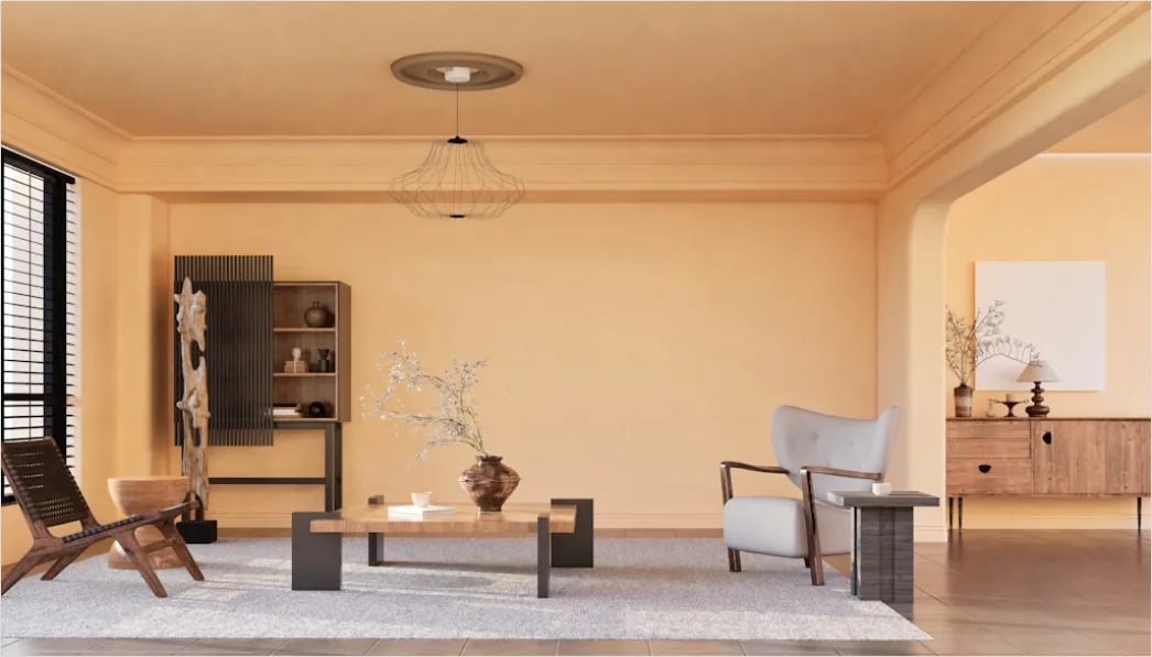 Detail Japandi Interieur Wohnzimmer Holz Beige Foto Number 9