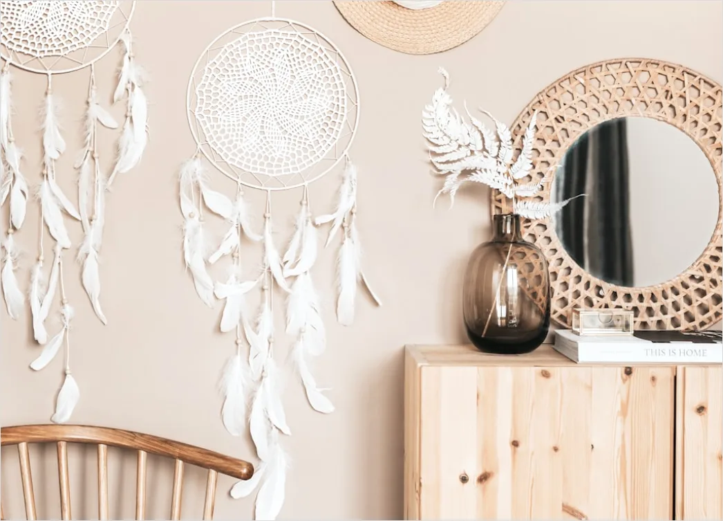 Detail Schlafzimmer Boho Stil Makramee Und Rattan Foto Number 3